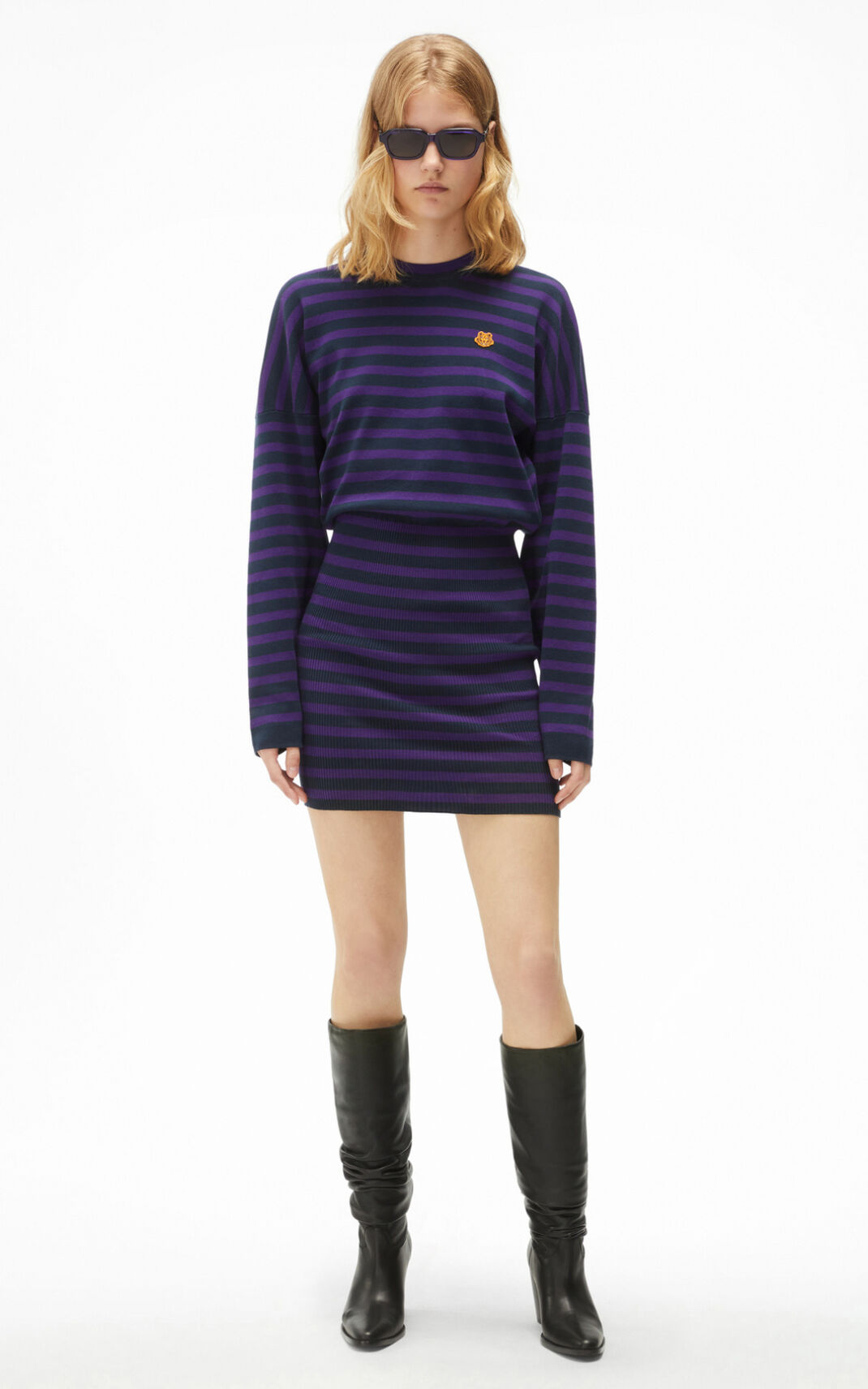 Kenzo Striped jumper ワンピース レディース 青 黒 - RTHQXM875